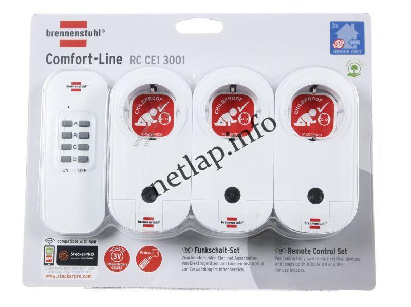 Brennenstuhl Comfort-Line távirányítós hálózati aljzat 1000W, 4 csatorna, 3 aljzat IP20, fehér, automatikus tanulás - Image 2