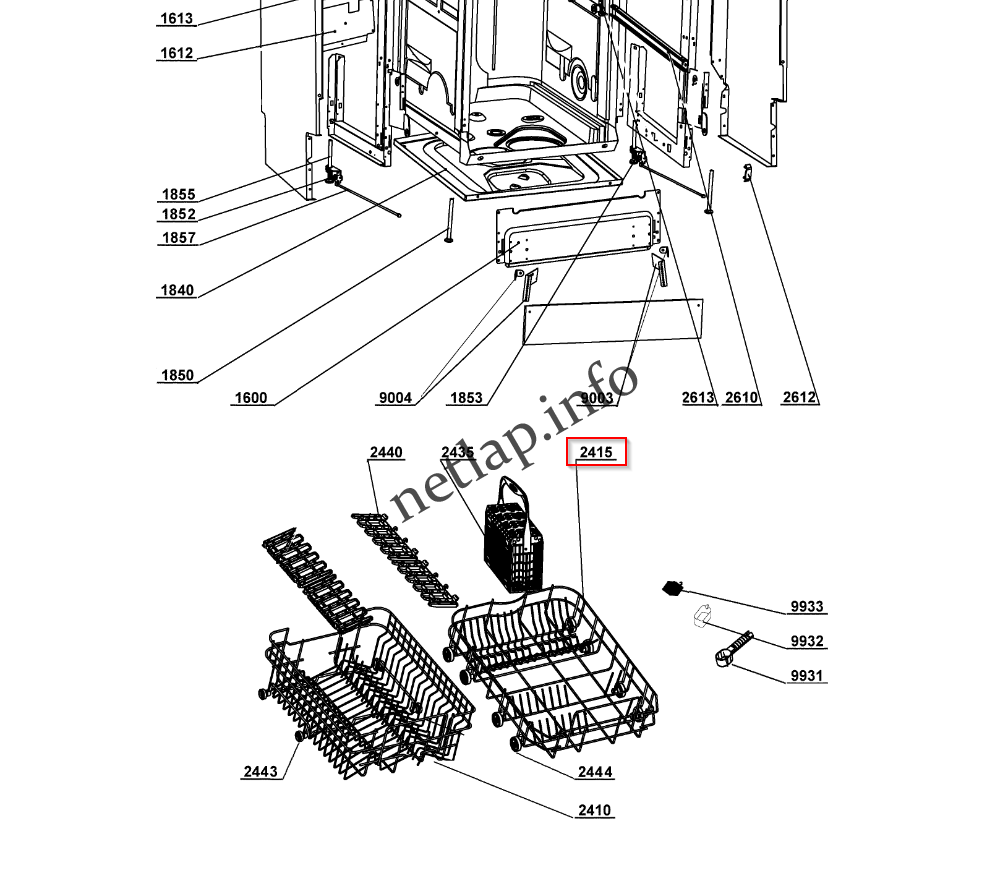Ignis Whirlpool mosogatógép alsó kosár ADG/ADL/ADP/ - Image 2