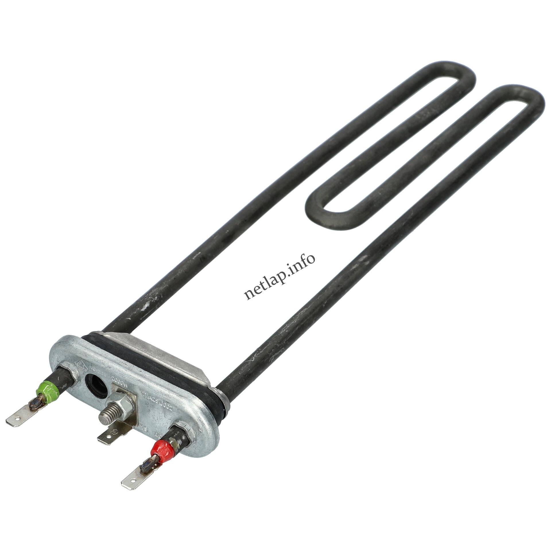 Bosch Siemens mosógép fűtőszál lyukas 2000w 295 mm 00201258 Bosch Siemens mosógép fűtőszál lyukas 2000w 295 mm 00201258