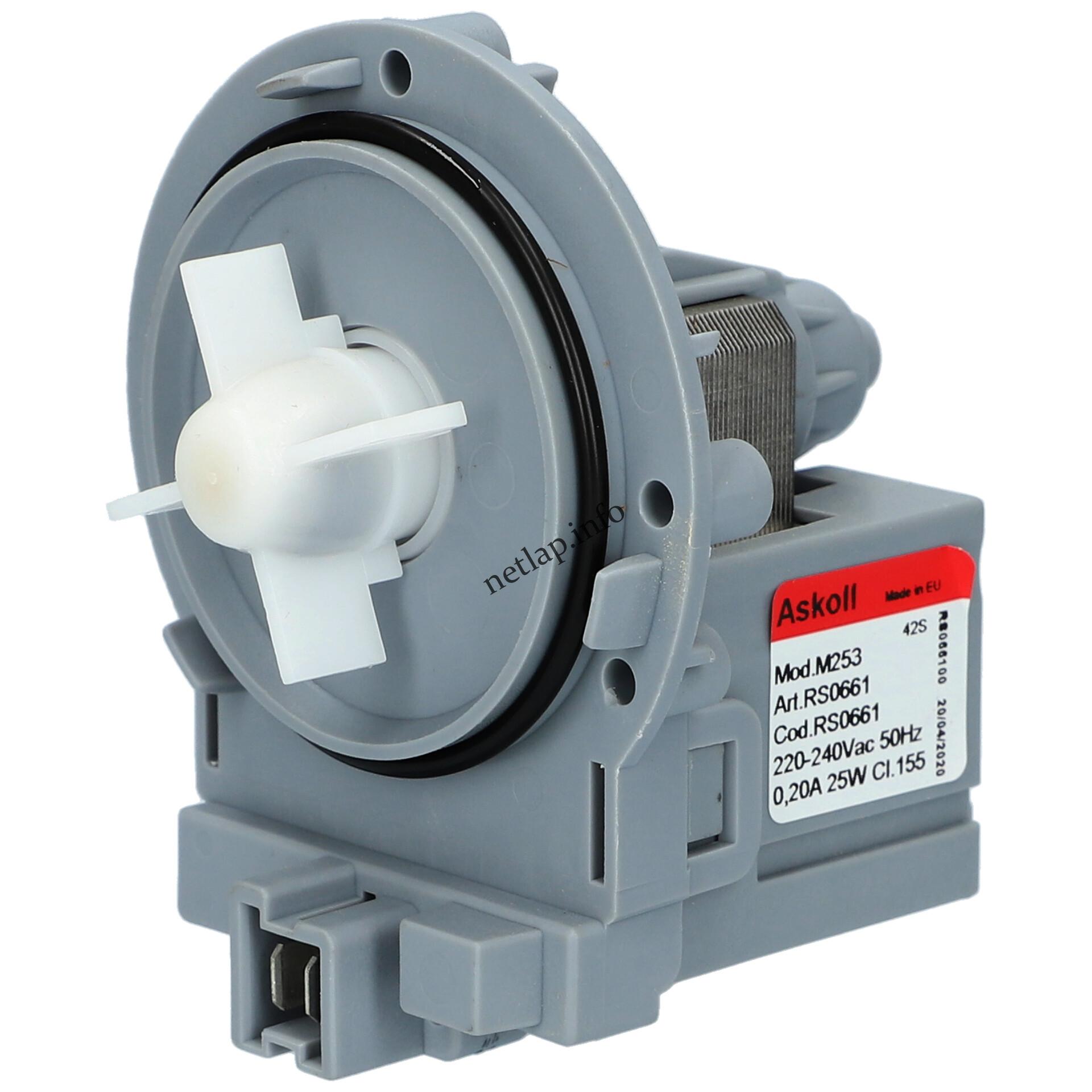 Mosógép 25w ürítő szivattyú csavaros elöl stekkeres univerzális Askoll m253 rs0661 Mosógép 25w ürítő szivattyú csavaros elöl stekkeres univerzális Askoll m253 rs0661