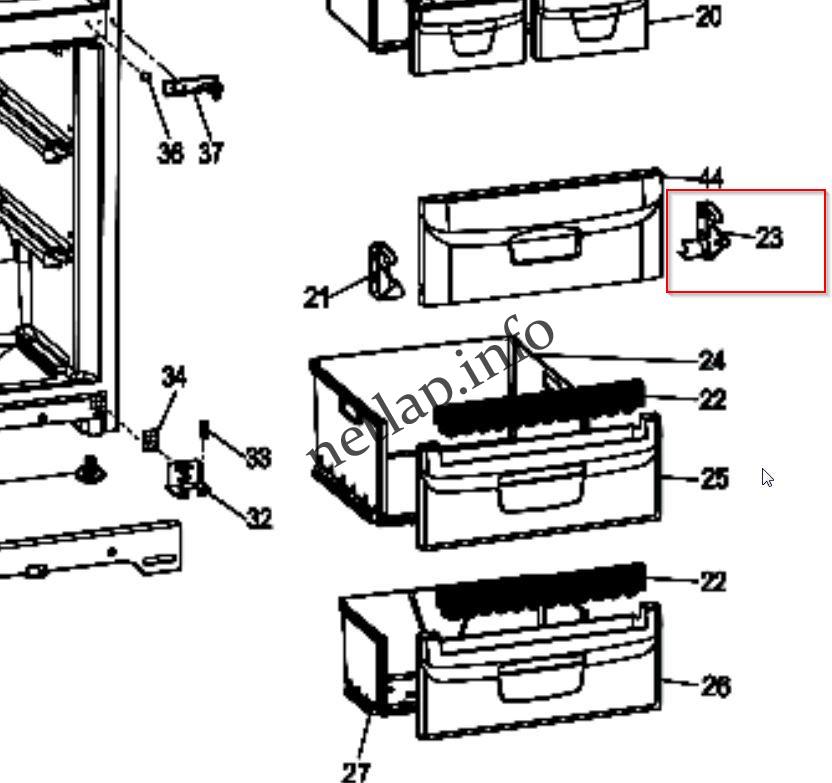 Ariston Indesit belső fagyasztó ajtó zsanér jobb oldali EXRM/UPS/BIAAA/CA/UIA - Image 2