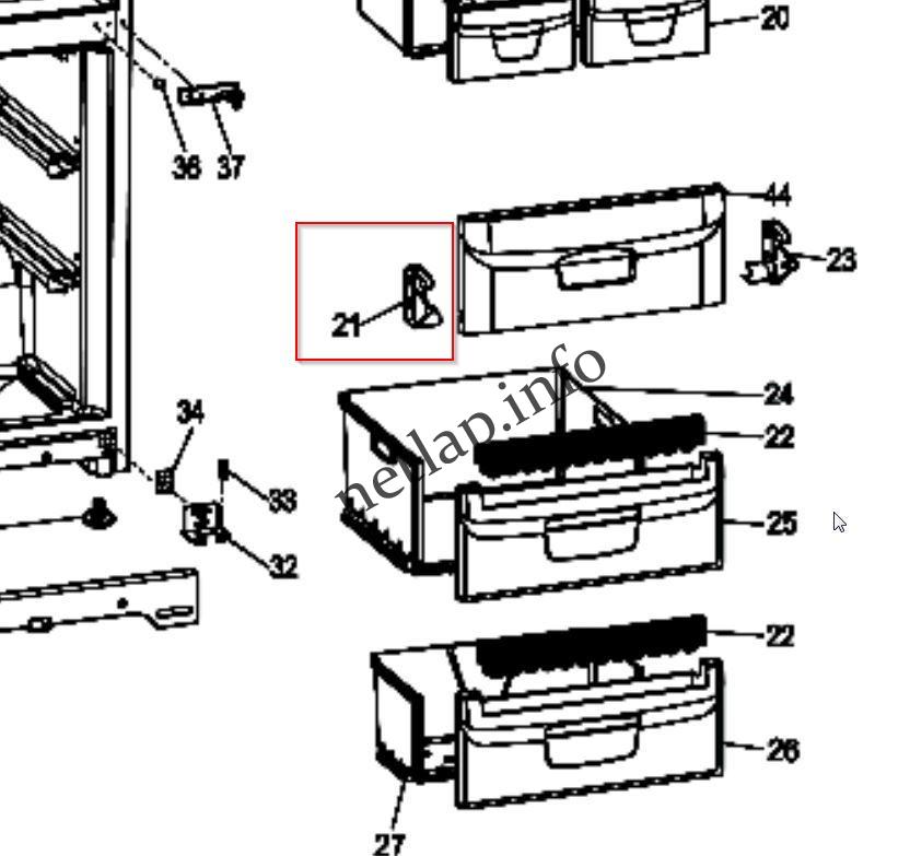 Ariston Indesit belső fagyasztó ajtó zsanér bal oldali EXRM/UPS/BIAAA/CA/UIA - Image 2