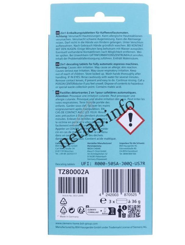 Siemens 2in1 vízkőoldó tabletta TZ80002A - Image 2