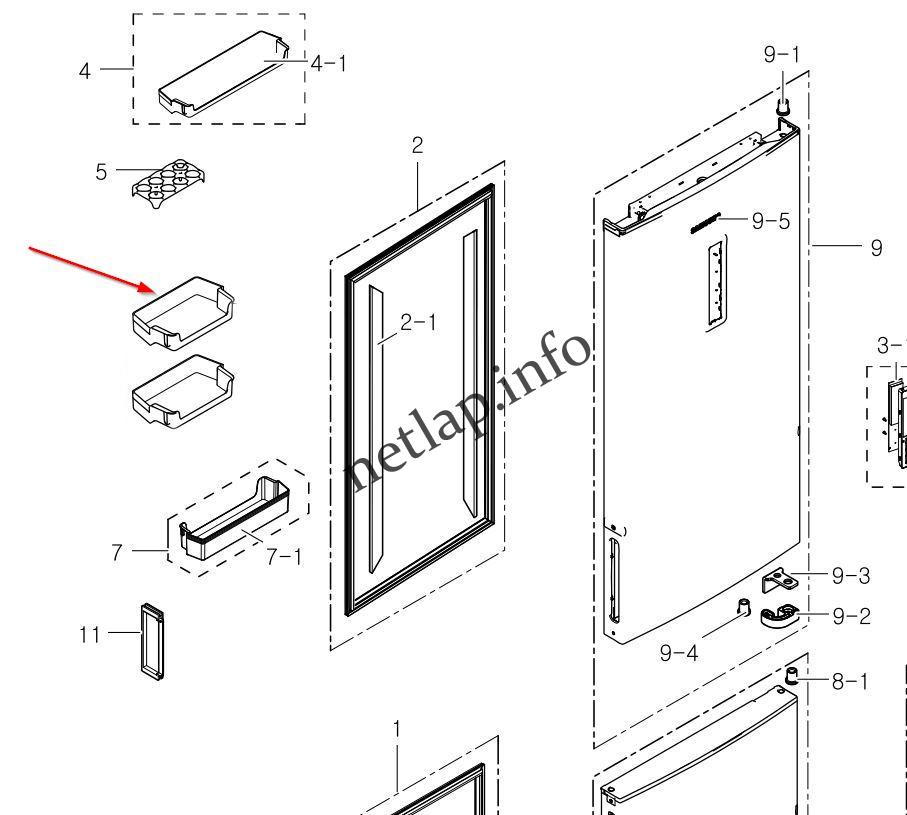 Samsung hűtőgép középső ajtópolc RL53/RL56/RL58/RL59/RL60/RL63 - Image 5