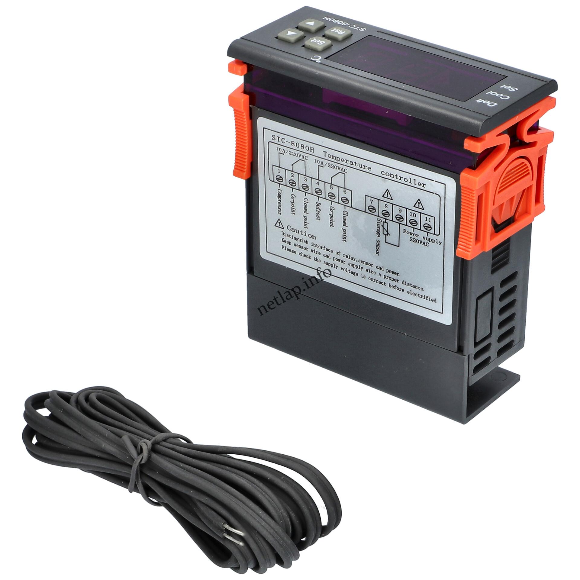 Hűtőszekrény digitális termosztát univerzális artiko +1szonda STC8080H Hűtőszekrény digitális termosztát univerzális artiko +1szonda STC8080H