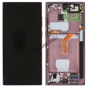 Samsung Galaxy S22 Ultra 5G LCD kijelző érintőképernyővel, gyári, burgundi