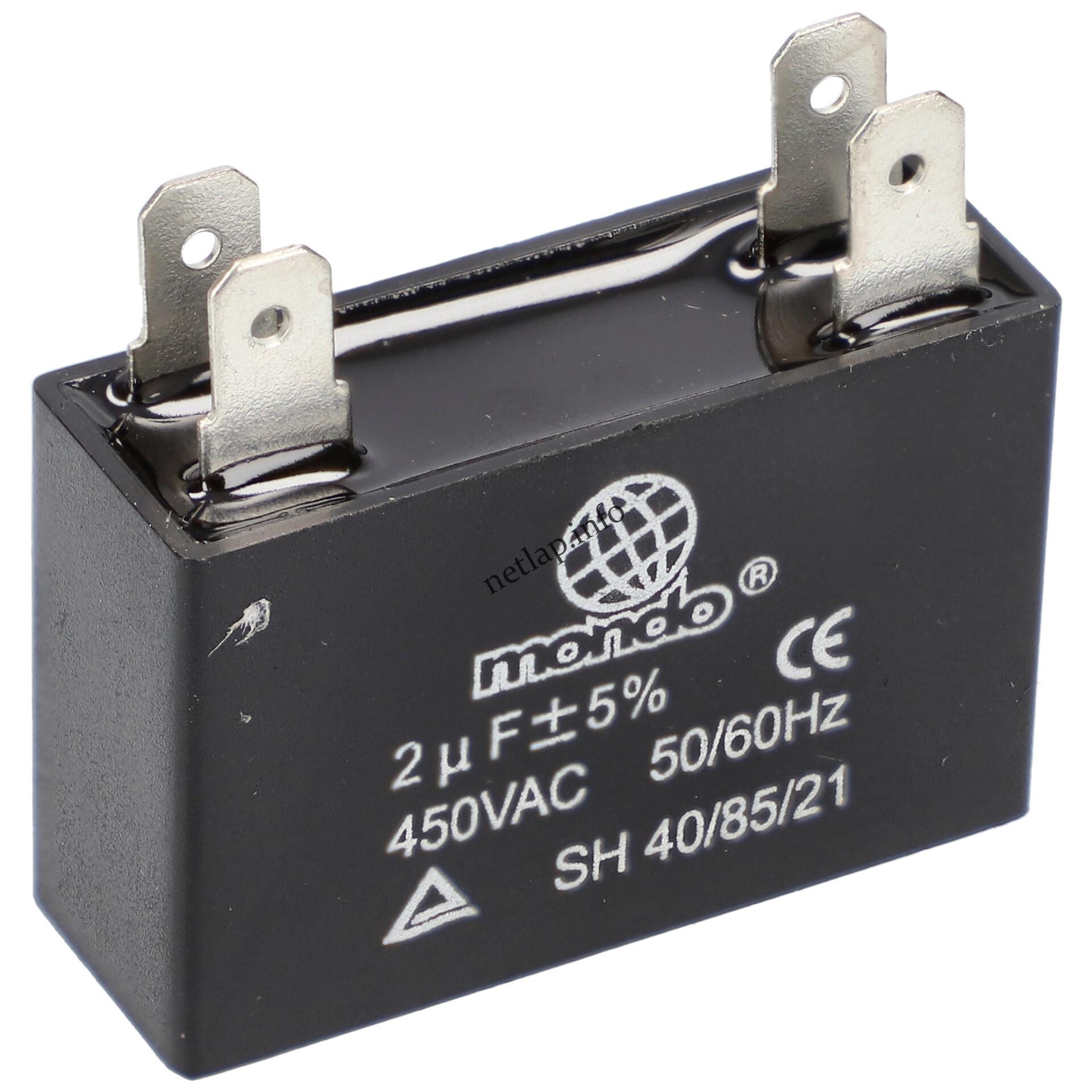 2 UF 450V kondenzátor sarus téglatest univerzális 2 UF 450V kondenzátor sarus téglatest univerzális
