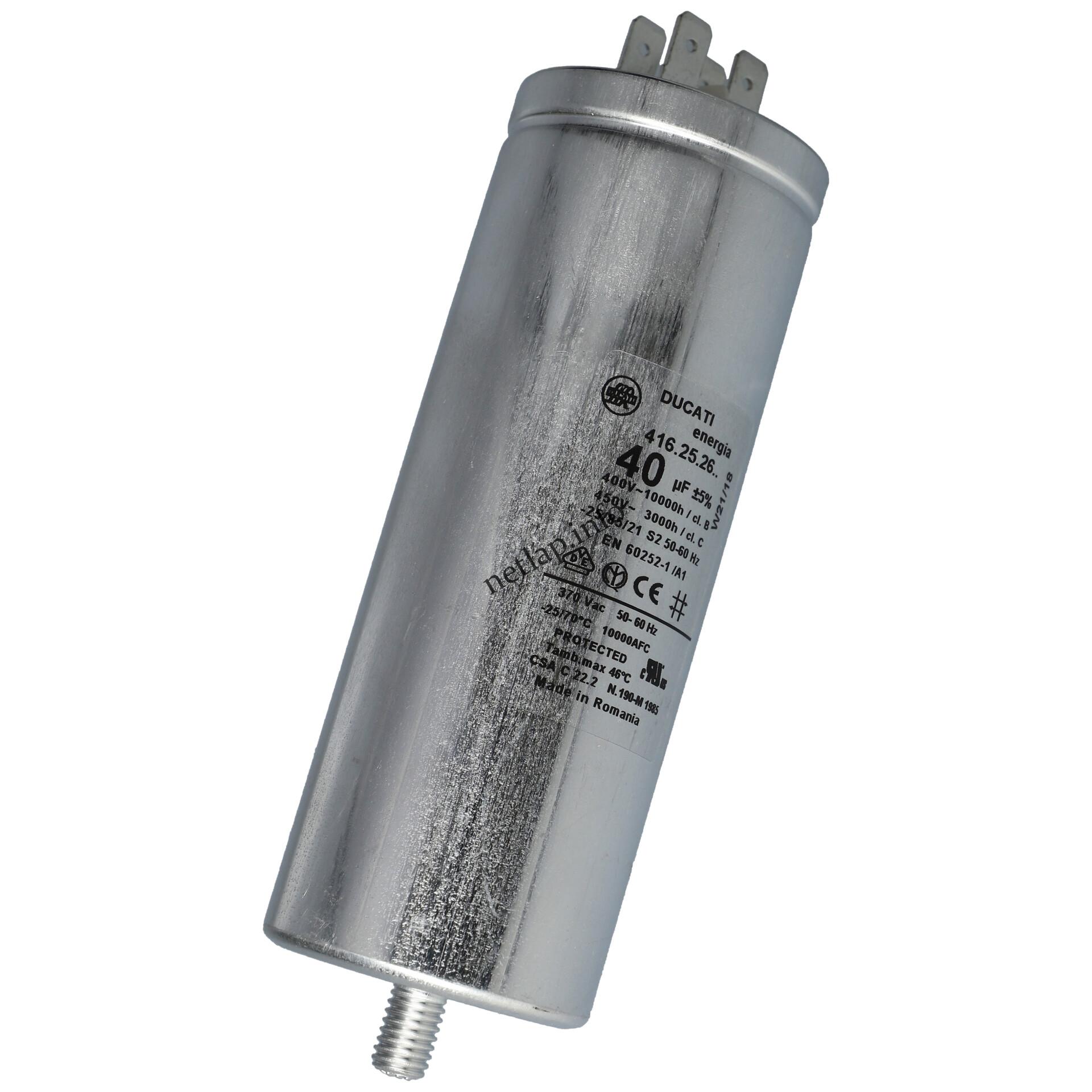 Klíma 40 UF 450V kondenzátor sarus fémházas univerzális Klíma 40 UF 450V kondenzátor sarus fémházas univerzális