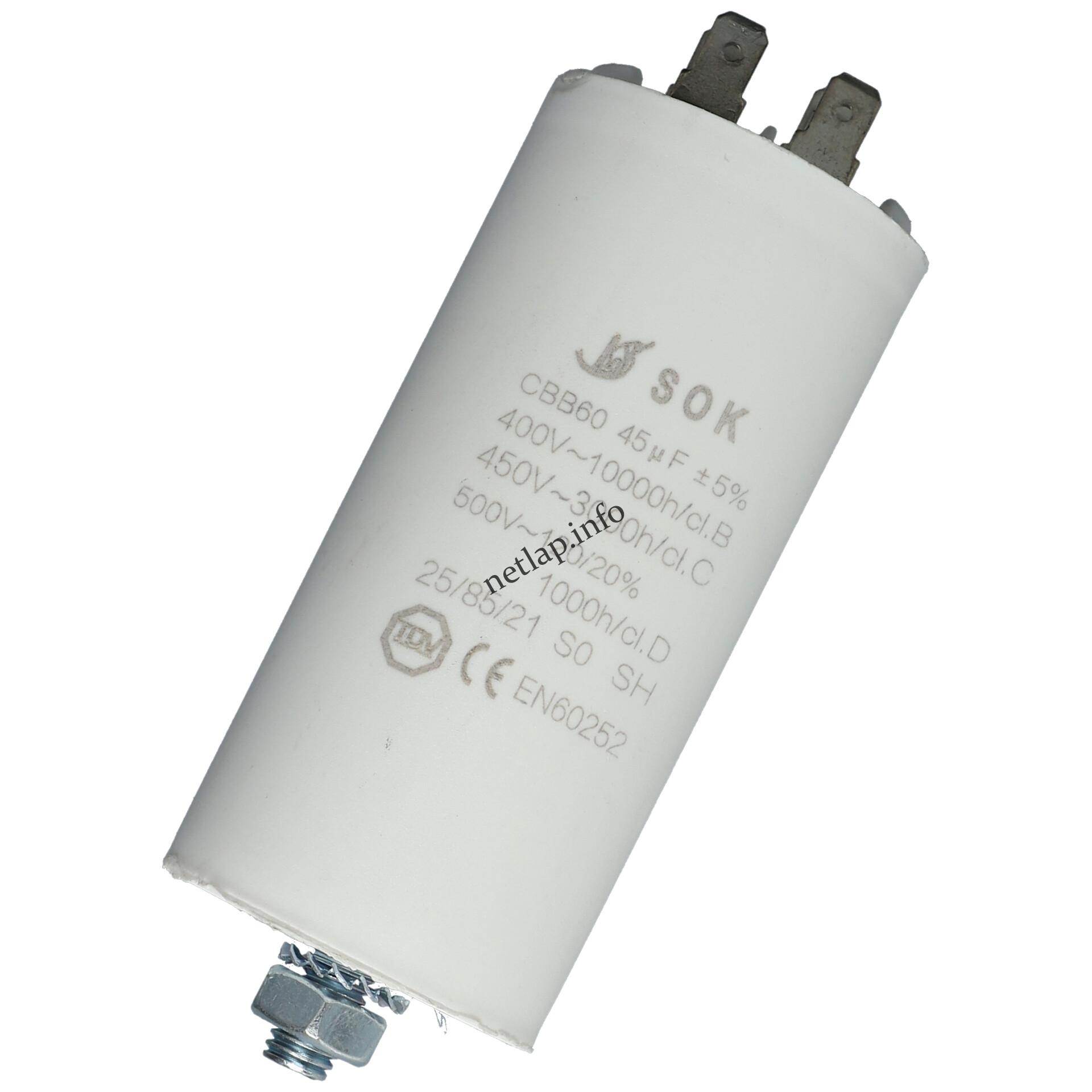 45 UF 450V kondenzátor sarus univerzális 45 UF 450V kondenzátor sarus univerzális