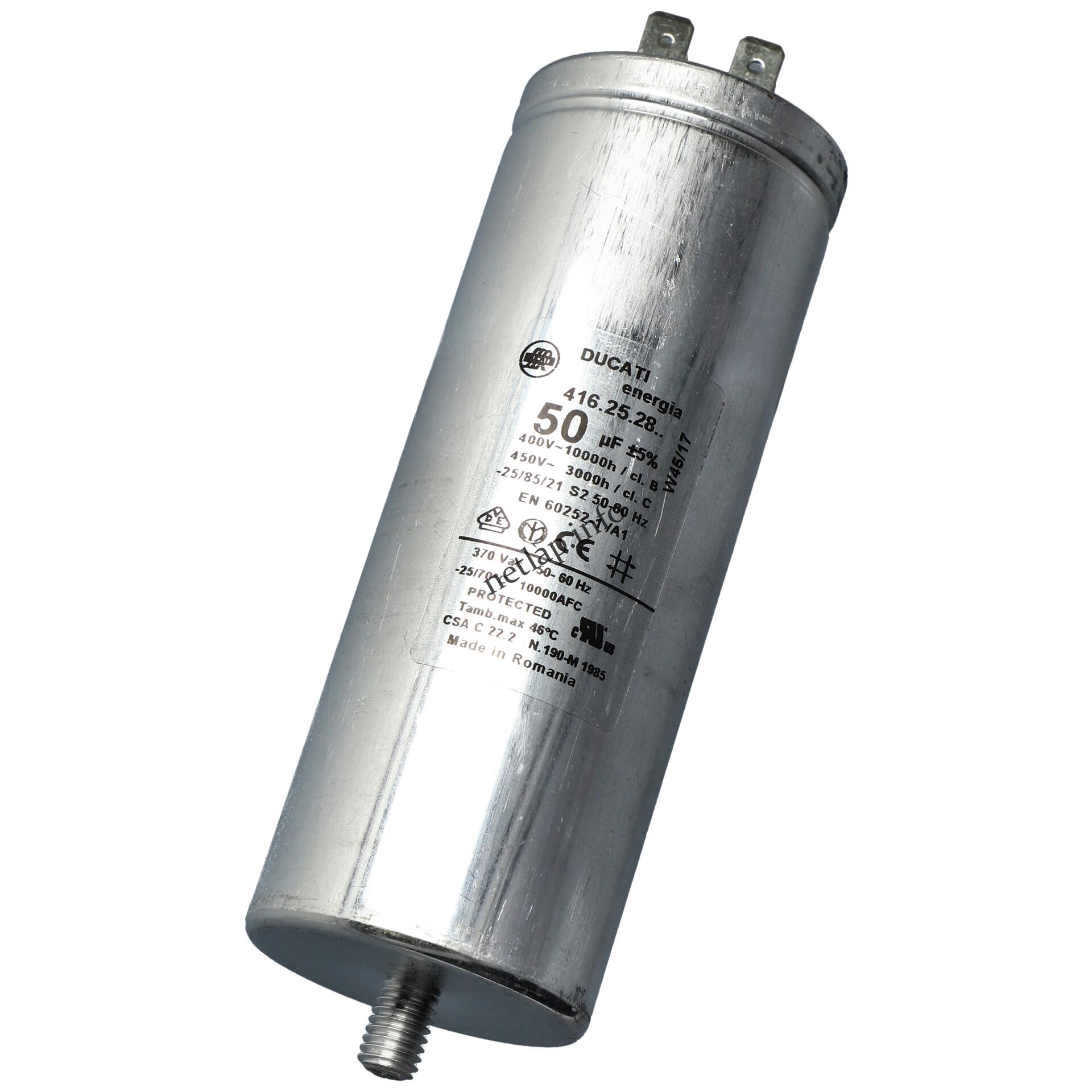 Klíma 50 UF 450V kondenzátor sarus fémházas univerzális Klíma 50 UF 450V kondenzátor sarus fémházas univerzális