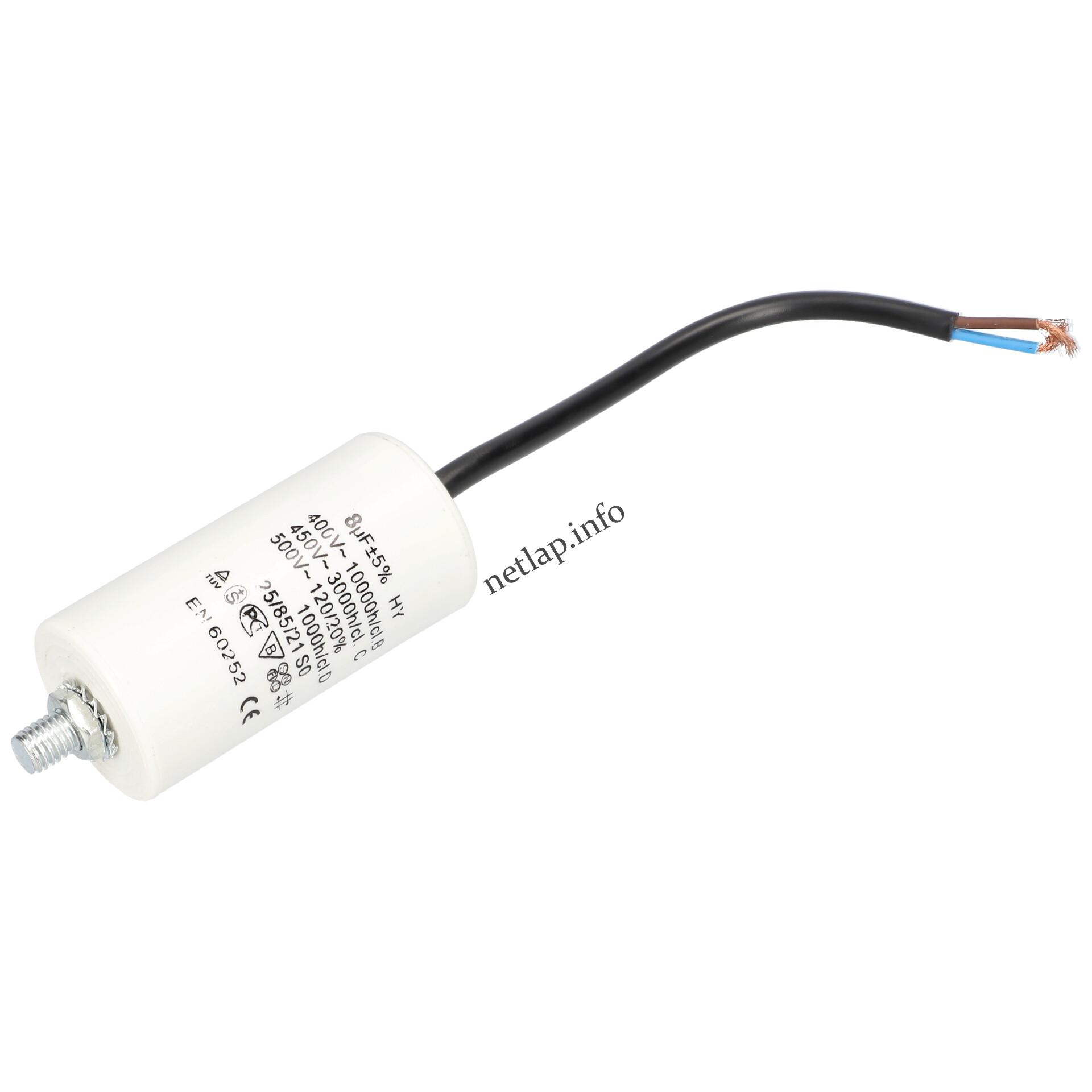 Hajdu mosógép 8 UF 500v kondenzátor vezetékes univerzális 303 Hajdu mosógép 8 UF 500v kondenzátor vezetékes univerzális 303