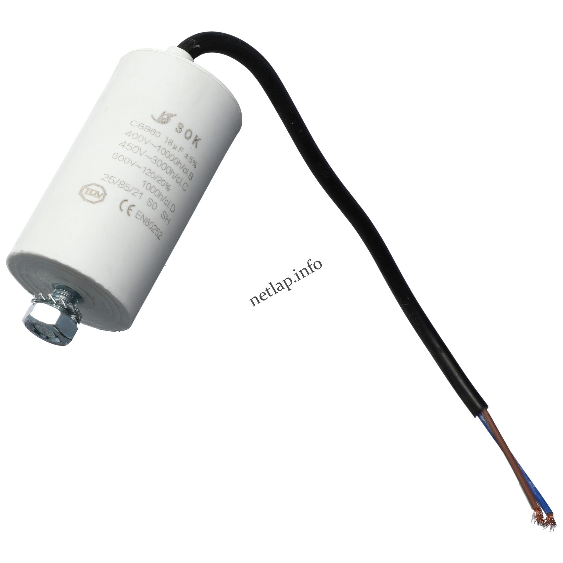 18 UF 500v kondenzátor vezetékes univerzális 18 UF 500v kondenzátor vezetékes univerzális