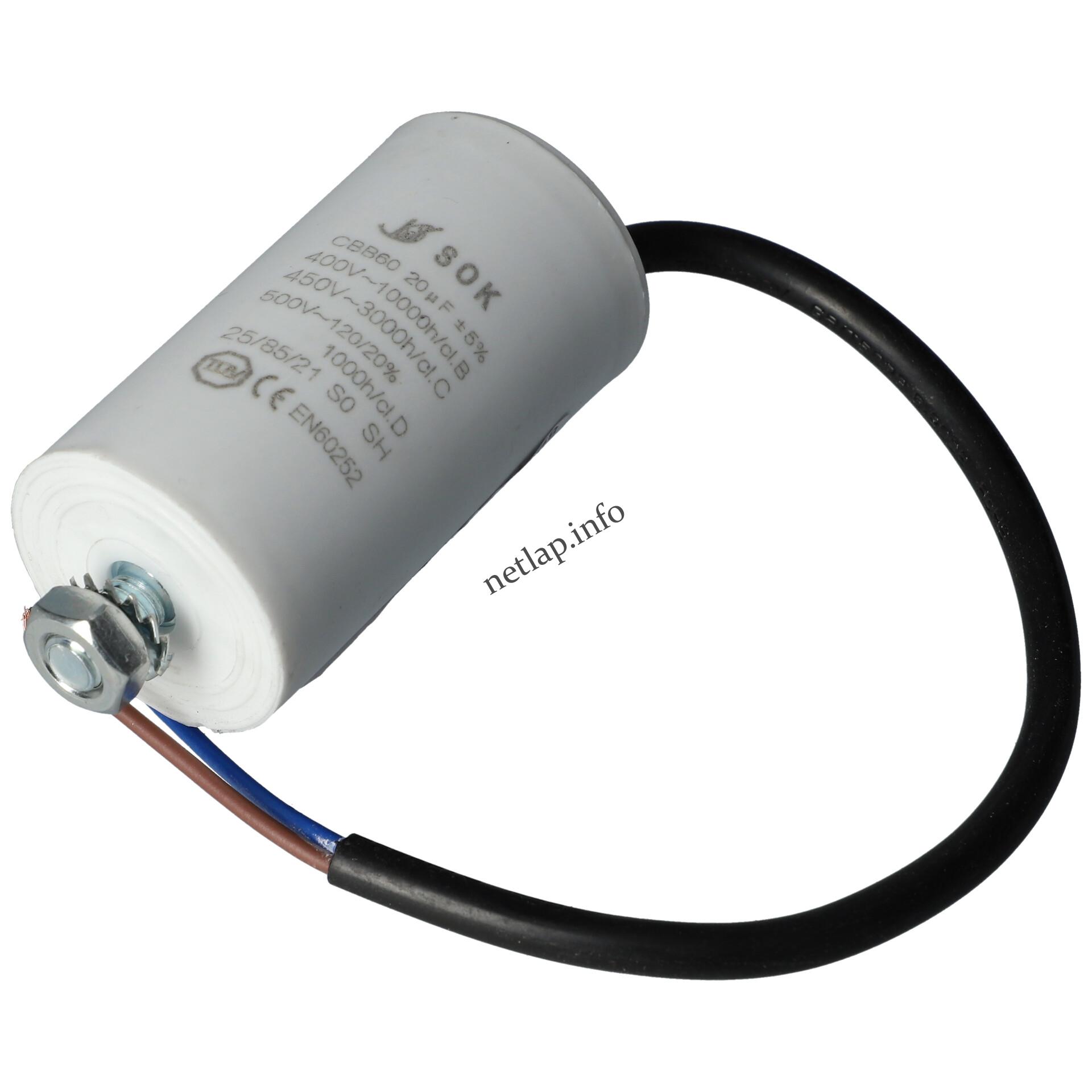 20 UF 500v kondenzátor vezetékes univerzális 20 UF 500v kondenzátor vezetékes univerzális