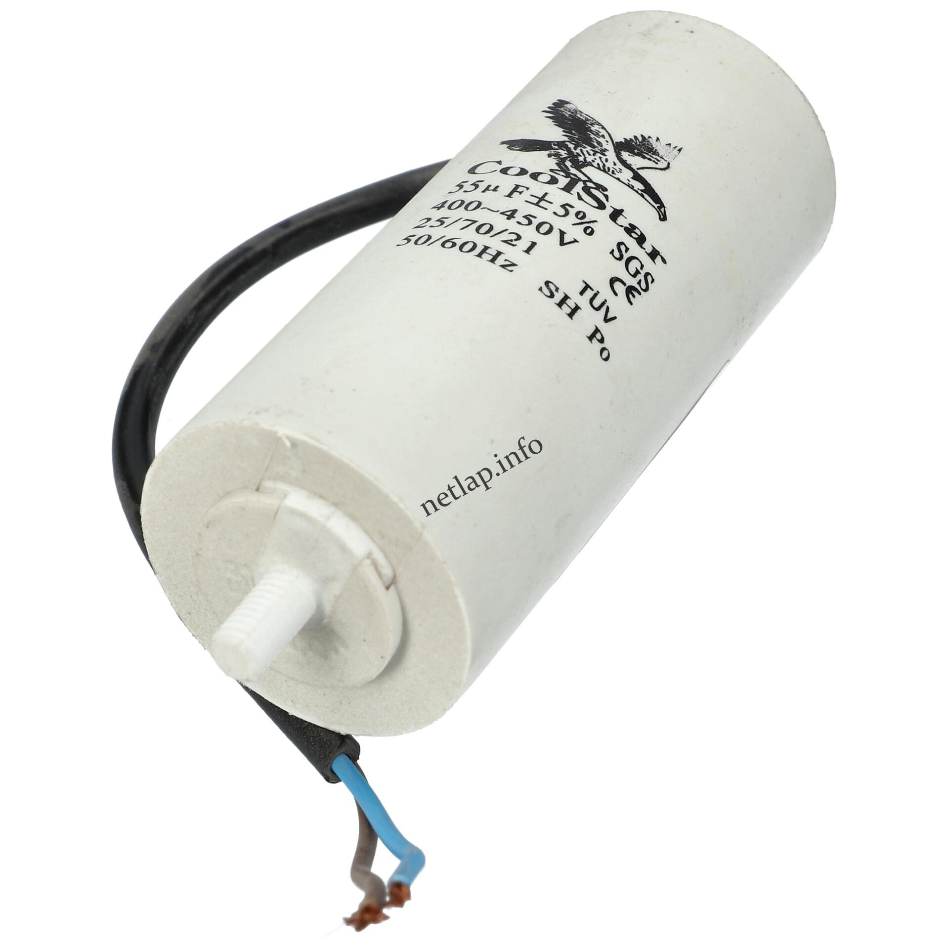 55 UF 450V kondenzátor vezetékes 55 UF 450V kondenzátor vezetékes