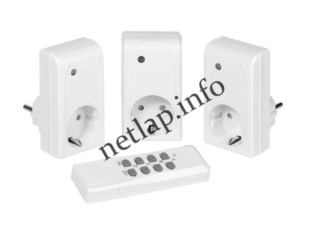 Vivanco távirányítós hálózati aljzat 1000W, 3 csatorna, 3 aljzat IP20, fehér, automatikus tanulás