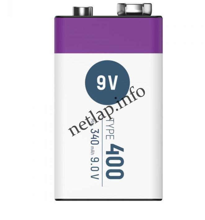 Tölthető 9V-os akkumulátor USB csatlakozóval 6F22 400MAH LI-ION - Image 2