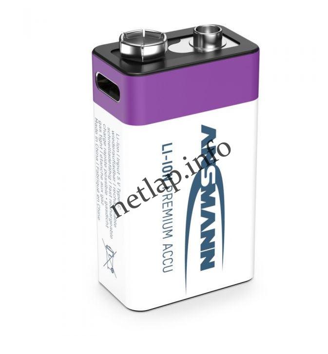 Tölthető 9V-os akkumulátor USB csatlakozóval 6F22 400MAH LI-ION - Image 3