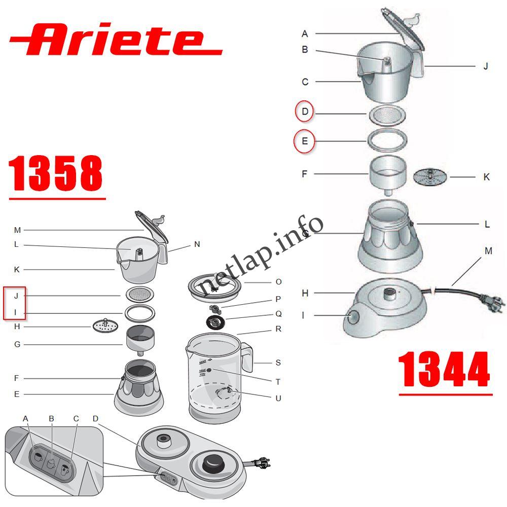 Ariete Moka Breakfast Station kávéfőző felső szűrő tömítéssel 1344/1358 - Image 2