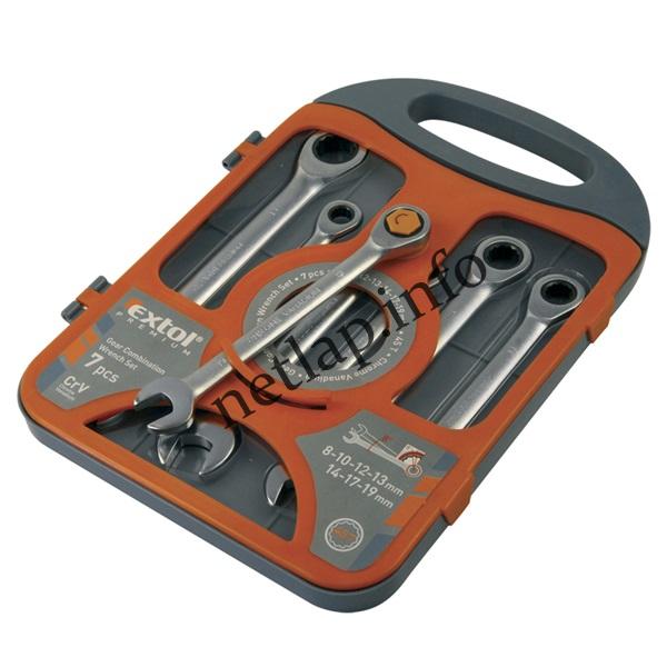 Csillag villás kulcs készlet racsnis, egyirányú forgás 7db 8-19mm